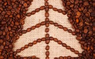 Symbol of Christmas tree on burlap
